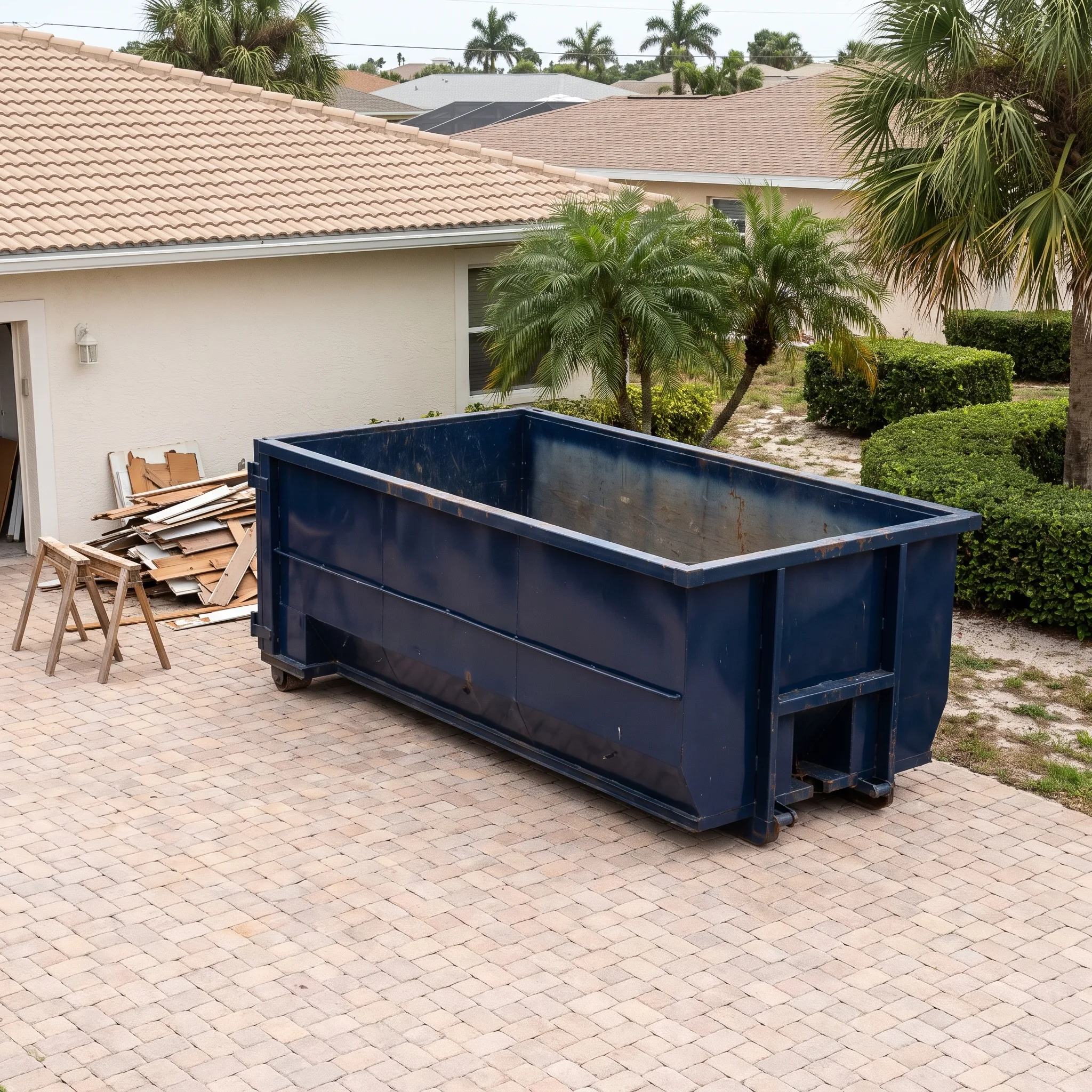 Dumpster on a Broward County, FL job site